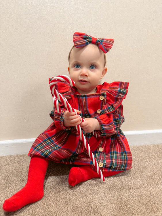 Plaid Romper Dress & Bow