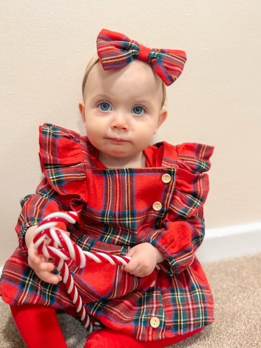 Plaid Romper Dress & Bow