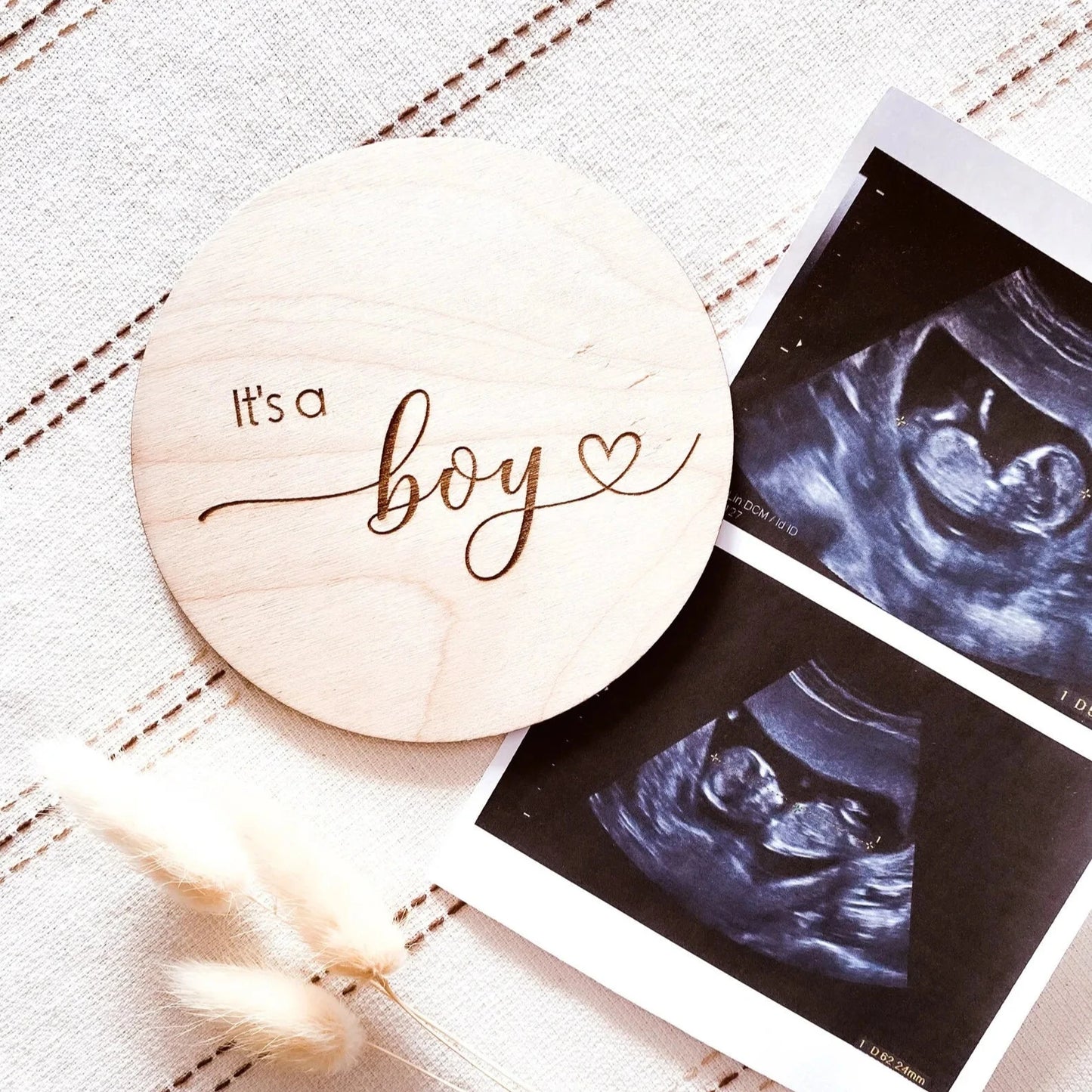 Baby Announcement Wooden Disc