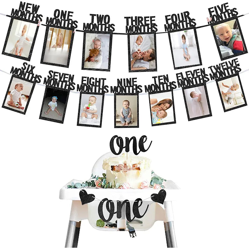 ONE Birthday Photo Frame Banner