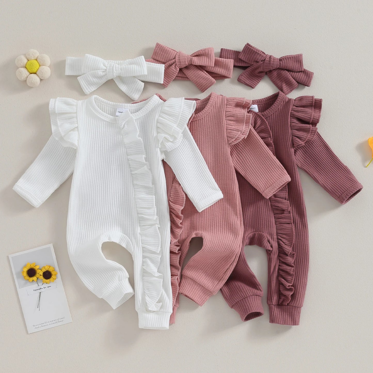 Waffle Frill Romper & Headbow