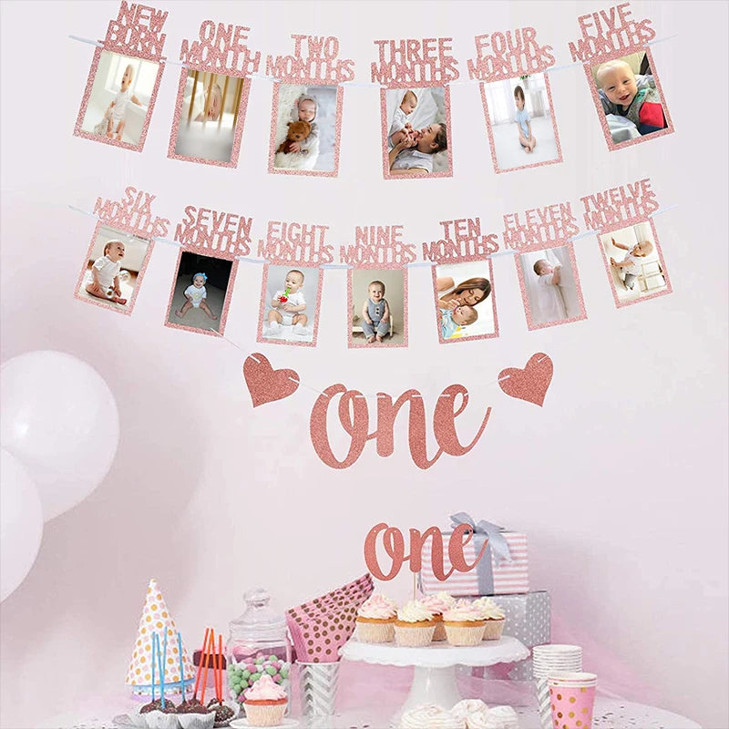 ONE Birthday Photo Frame Banner