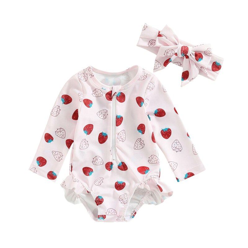 Maisie Strawberry Swimsuit & Bow - ottieandolsen