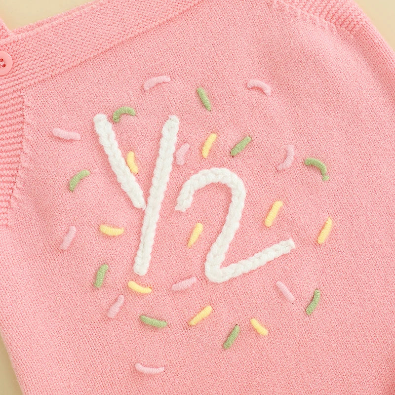 1/2 Birthday Sprinkle Knitted Romper