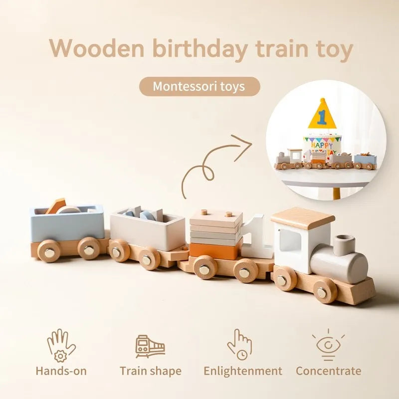 Montessori Wooden Birthday Train