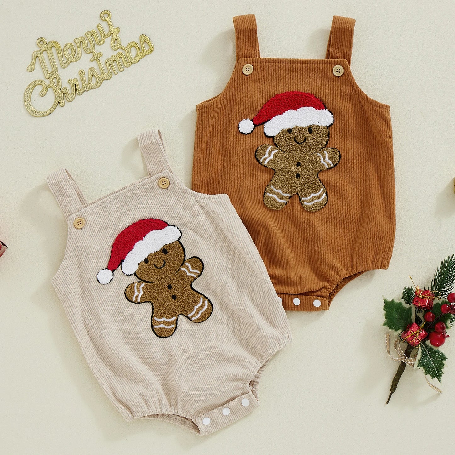 Gingerbread Corduroy Romper